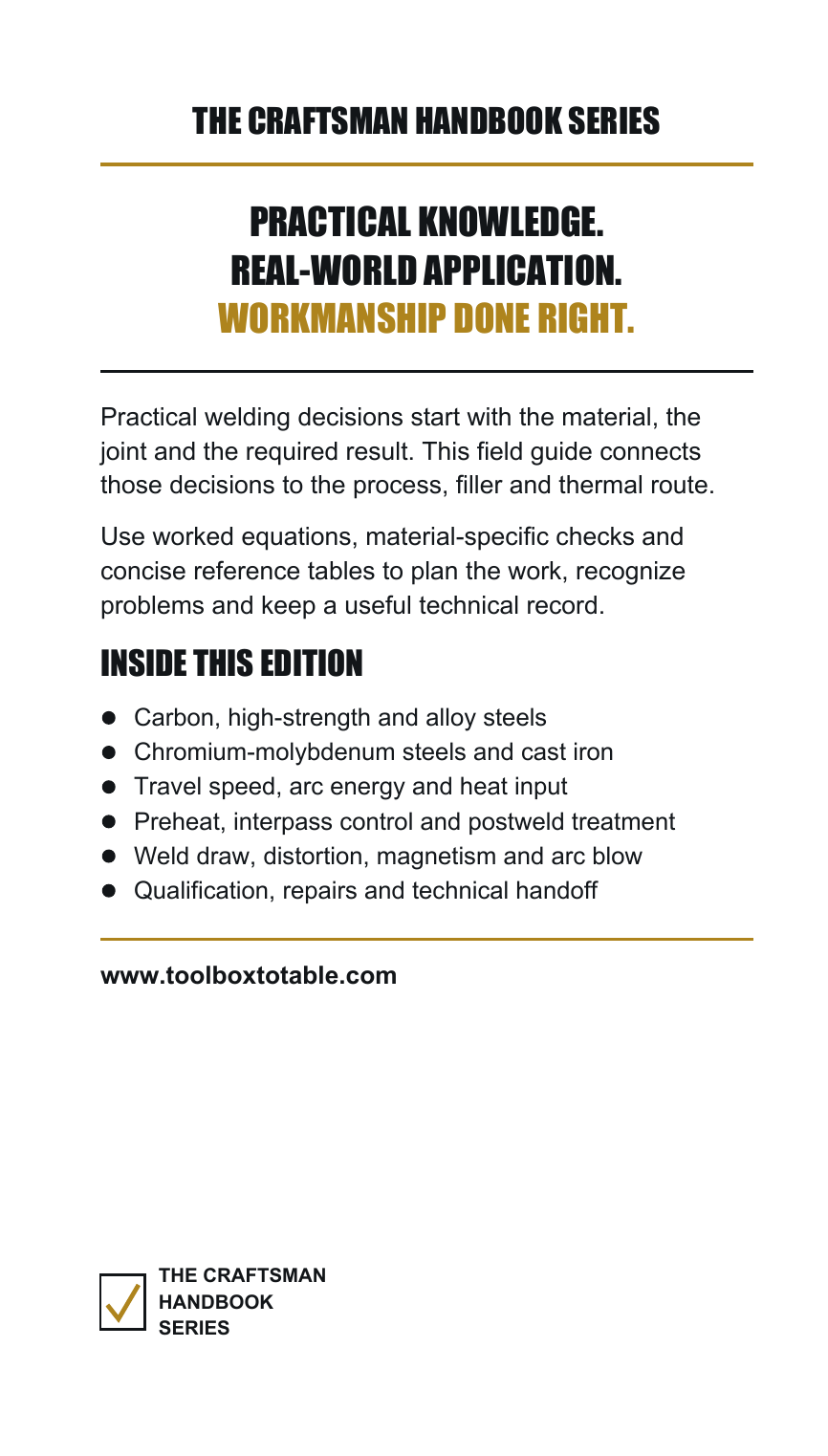 Back cover for The Carbon and Alloy Steel Welding Guide