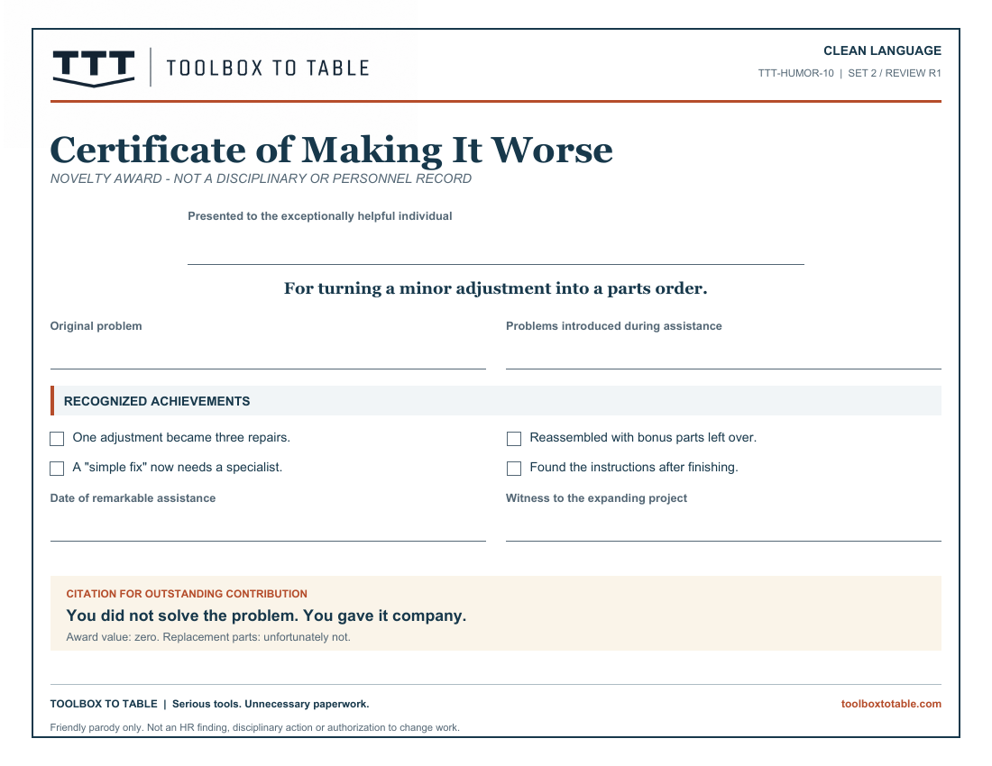 Preview of Certificate of Making It Worse
