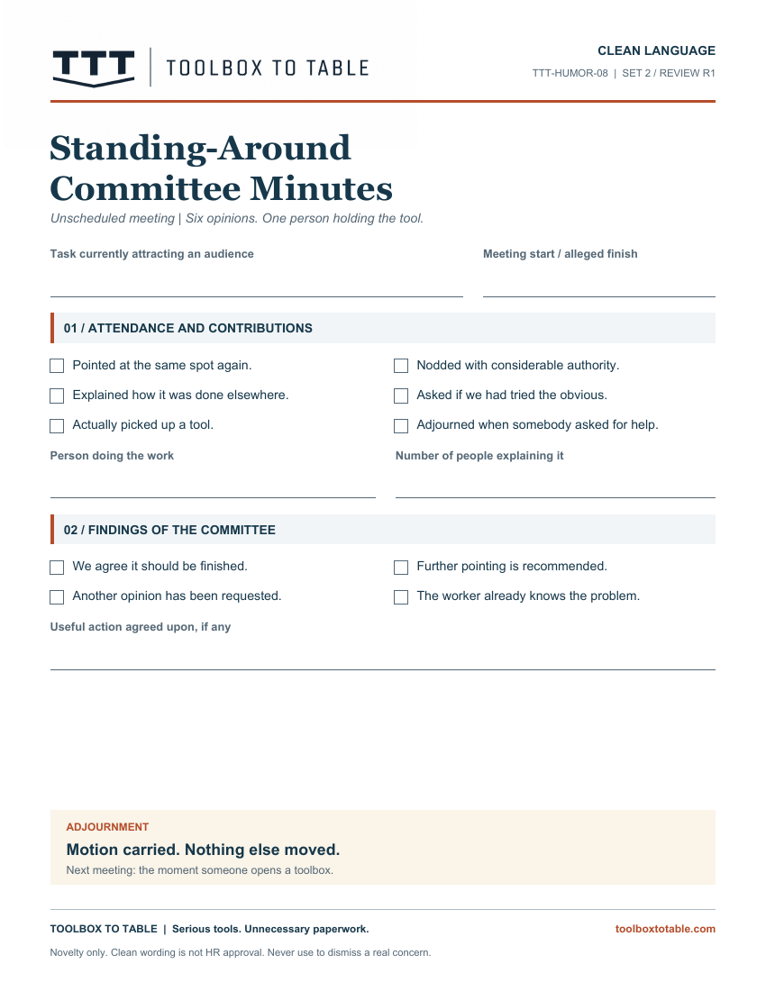 Preview of Standing-Around Committee Minutes