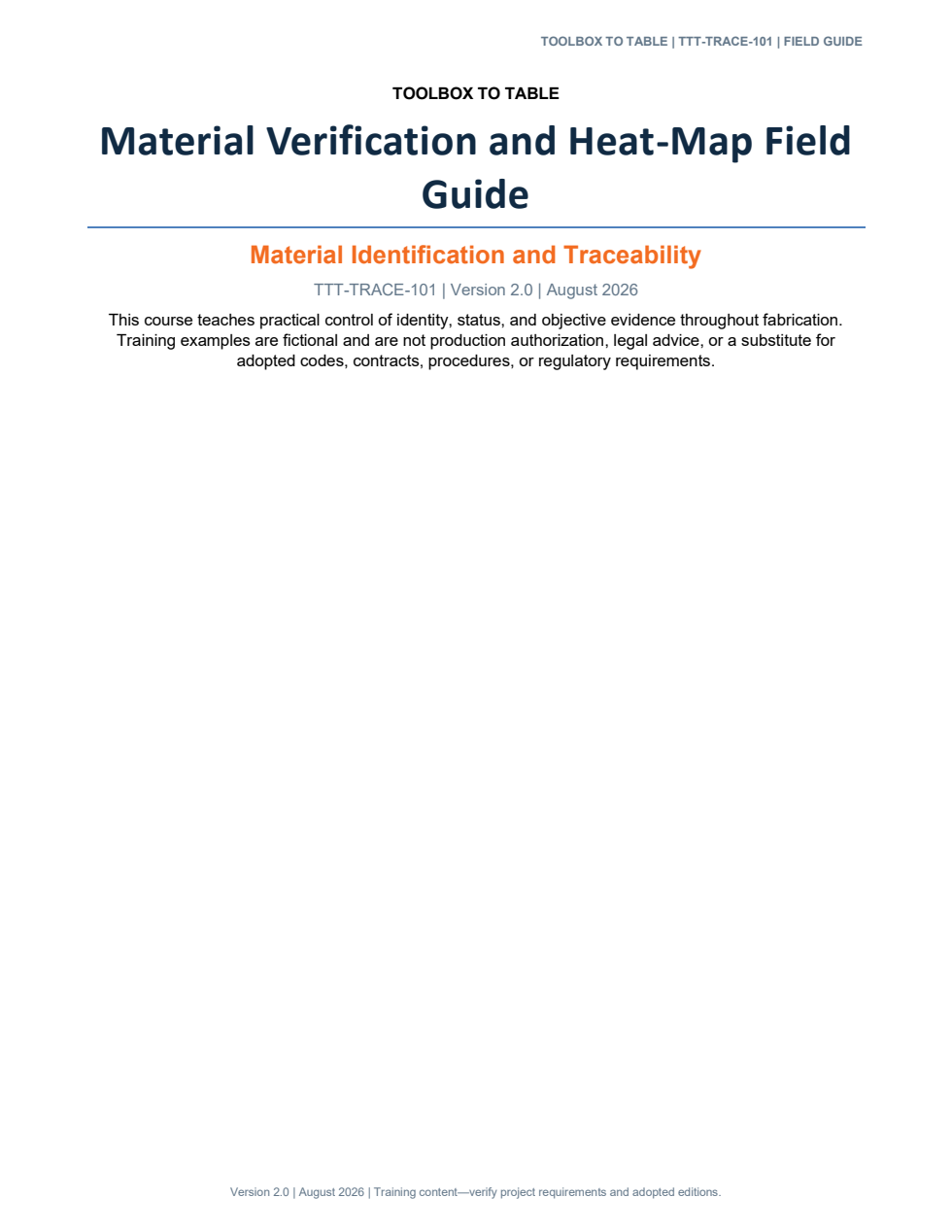 Material verification field guide