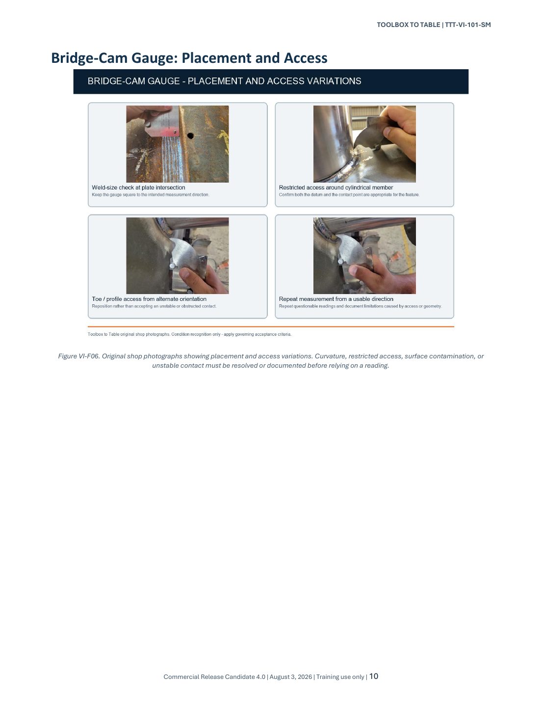 Bridge-cam gauge placement and access examples