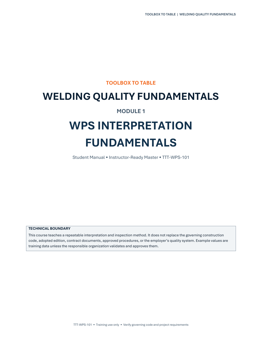 WPS course student manual preview